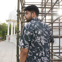 TINTED BLACK LEAF BOWLING SHIRT