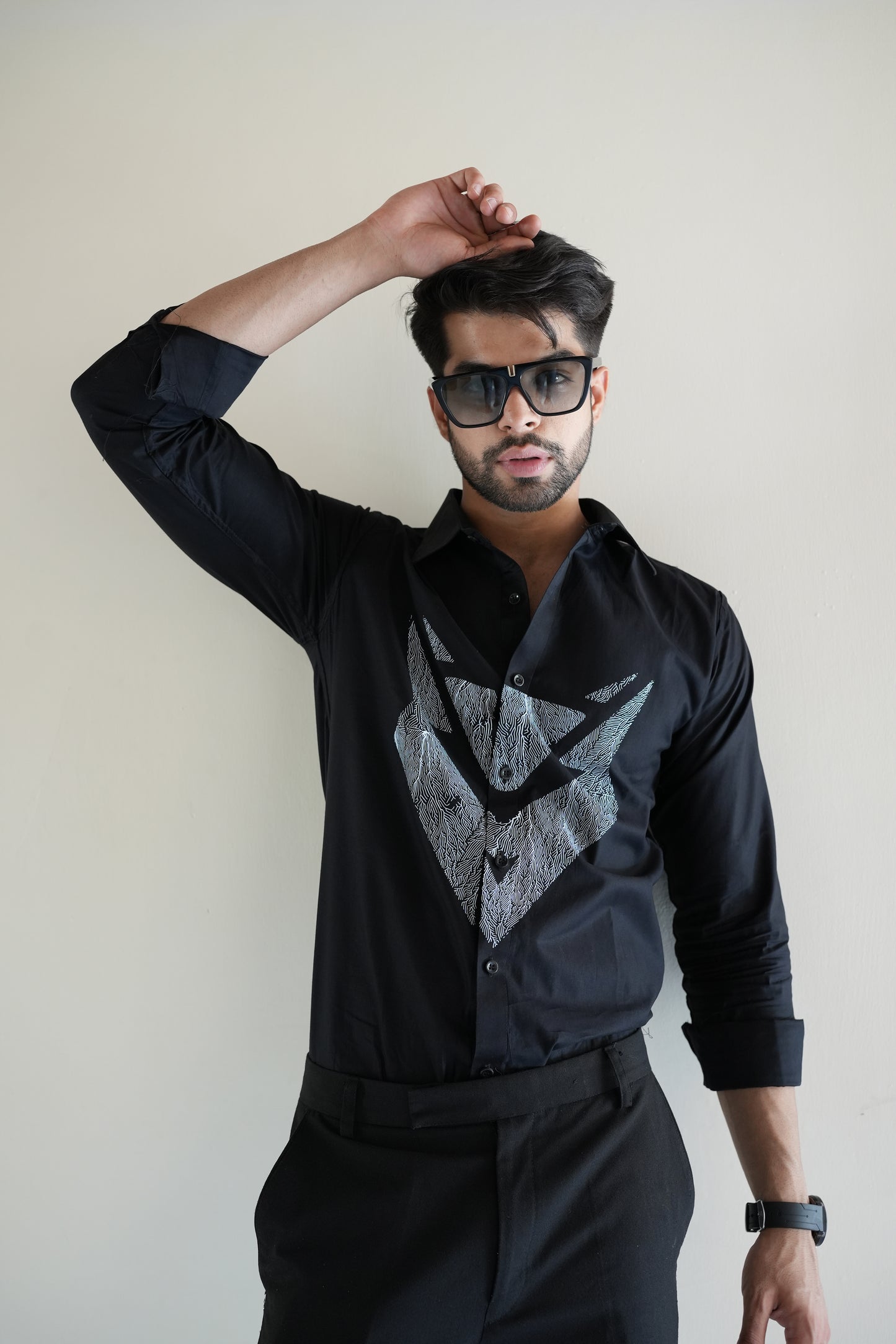 CARACALS BLACK PARTYWEAR SHIRT