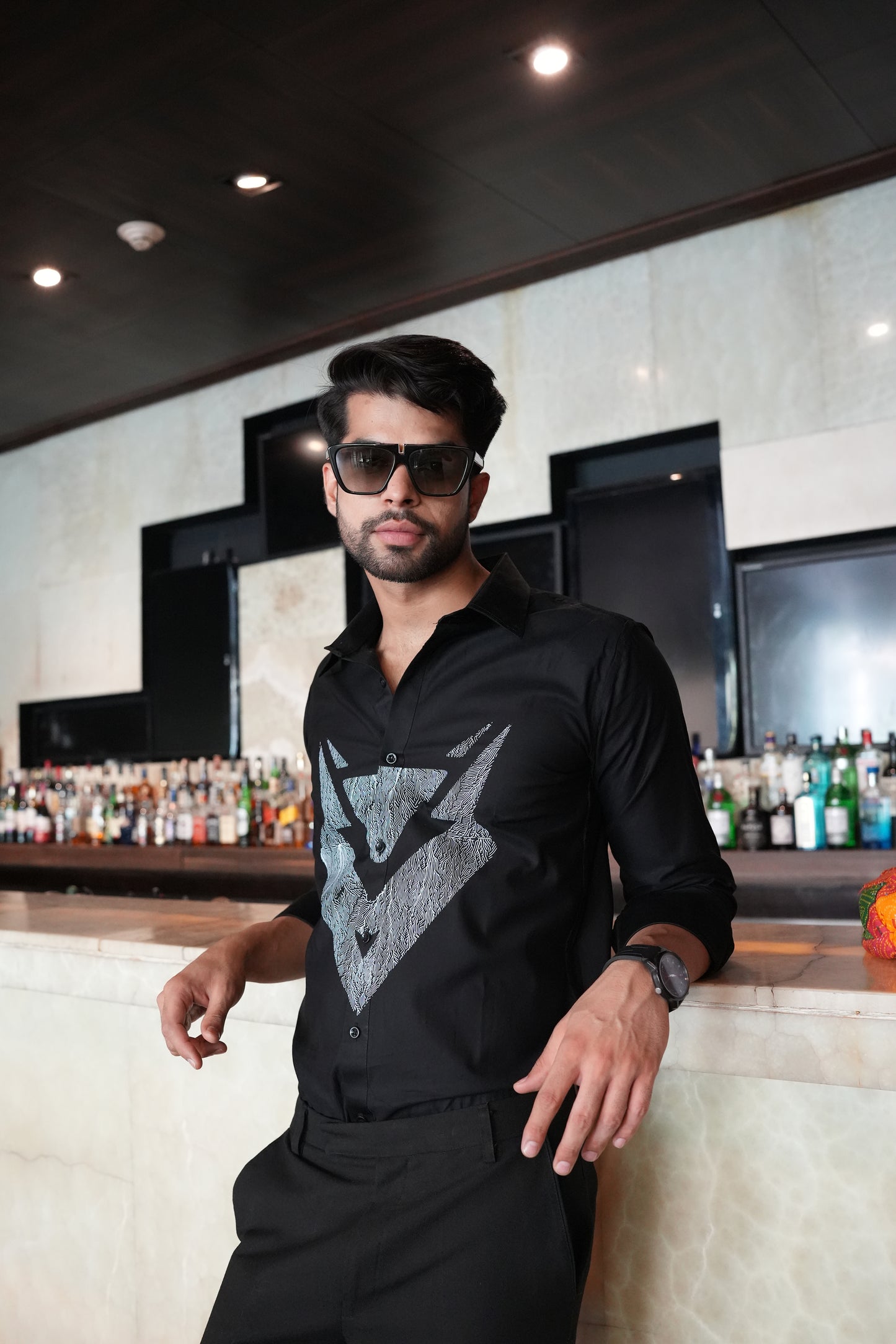 CARACALS BLACK PARTYWEAR SHIRT