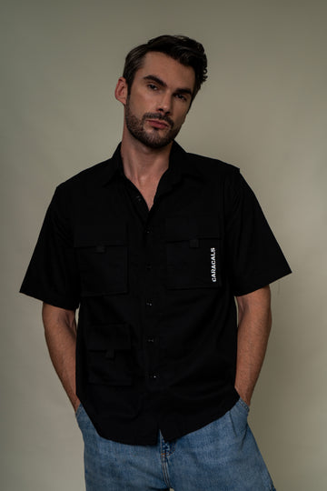 Black triple pocket shirt