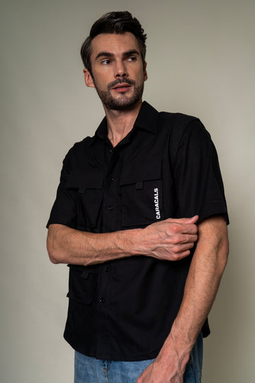 Black triple pocket shirt