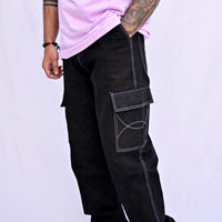 Black Denim Cargo Pants