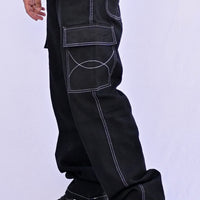 Black Denim Cargo Pants