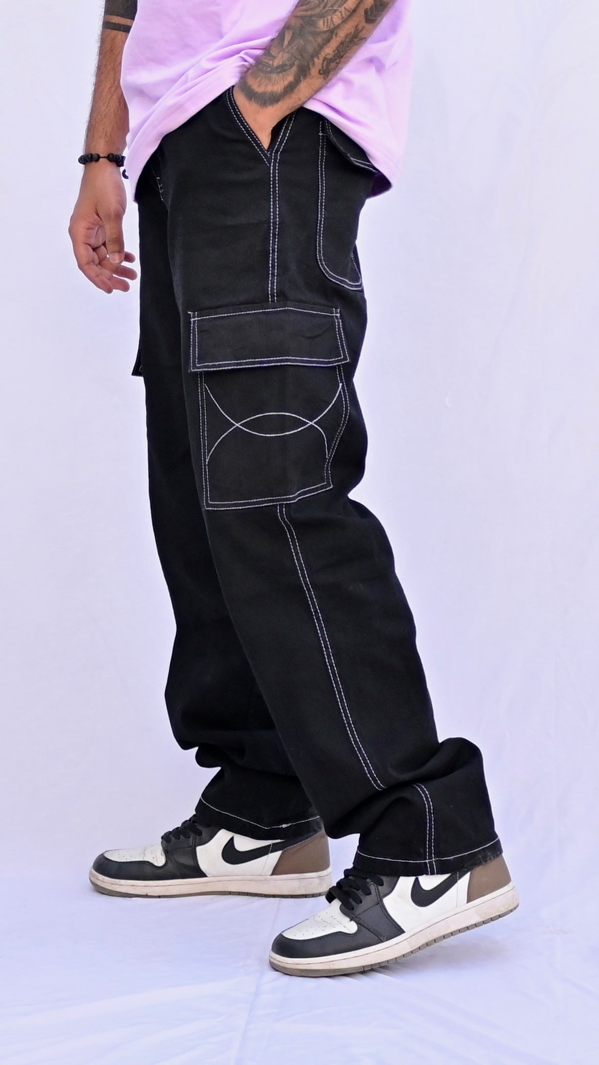 Black Denim Cargo Pants