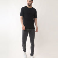 Solid Black Regular Fit T-shirt