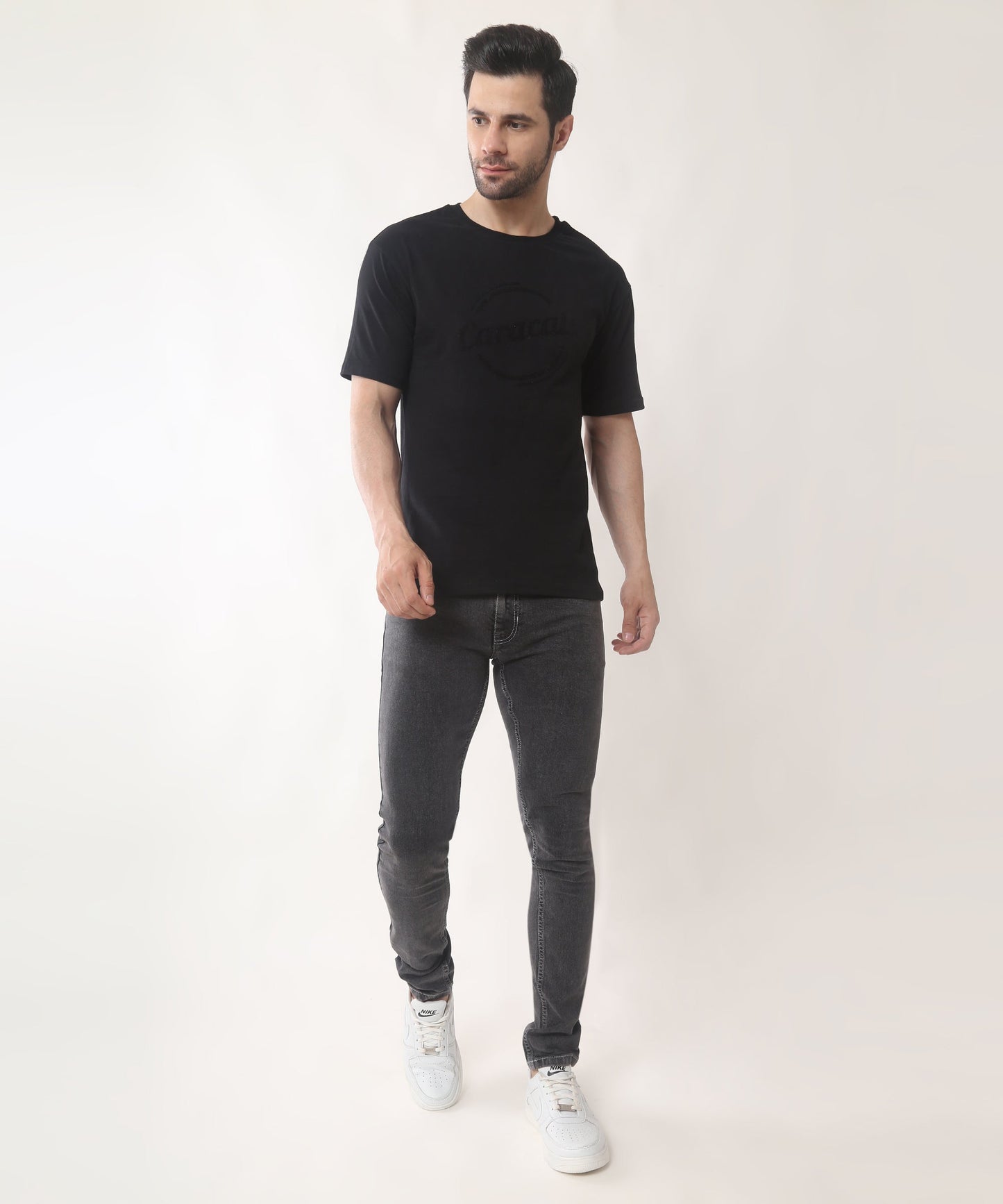 Solid Black Regular Fit T-shirt