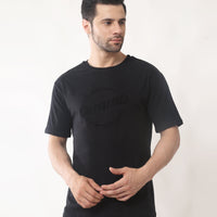 Solid Black Regular Fit T-shirt