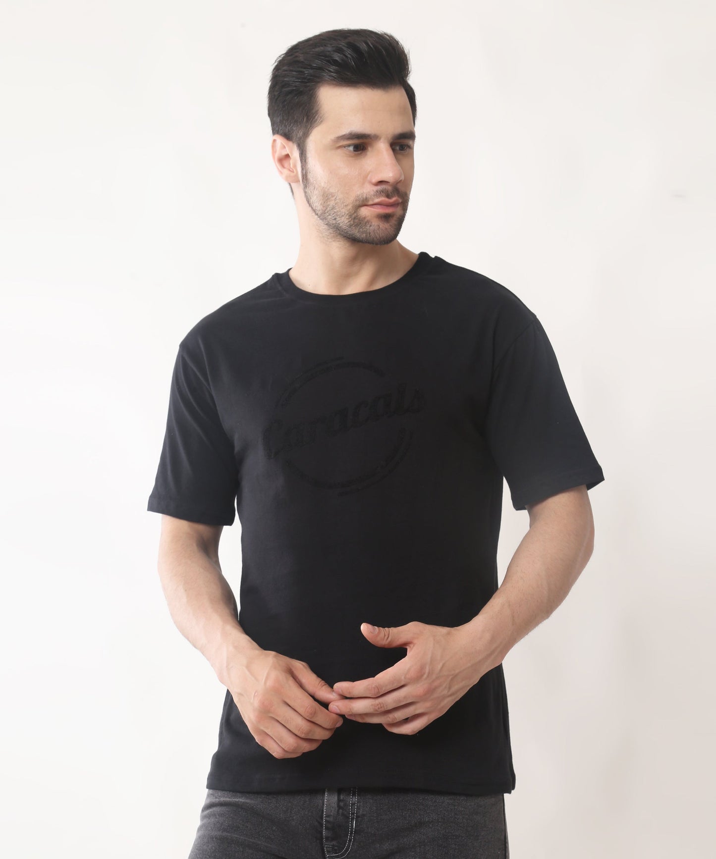 Solid Black Regular Fit T-shirt